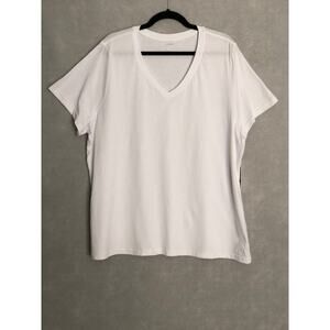 Calvin Klein Performance Classic Fit T-Shirt V-Neck White Women's 2X NEW